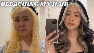 BLEACHING MY HAIR AT HOME  peekaboo hair [upl. by Masera]