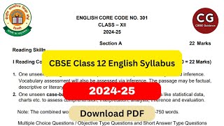 CBSE Class 12 English Syllabus for 202425 Download PDF [upl. by Donielle]