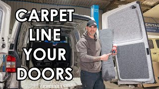 TRANSFORM YOUR DOORS How to carpet line a campervan door [upl. by Arelc]