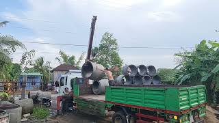 Craning Cement Pipes civilengineering construction viralvideo engineering constructionideas [upl. by Nwotna]