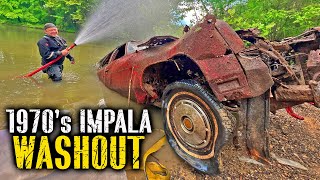 Washing Out 1970s Chevy Impala Found Underwater in River [upl. by Cirri459]