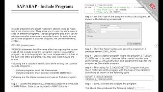 SAP ABAP Include Programs [upl. by Erhart]