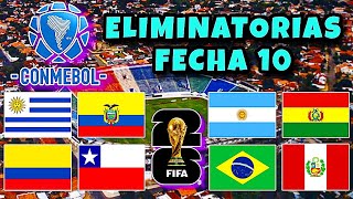 Calendario Fecha 10 Eliminatorias Sudamericana  Mundial 2026 [upl. by Dnomyad]