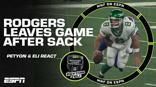 Aaron Rodgers walks off field after taking sack  ManningCast [upl. by Kinsler]