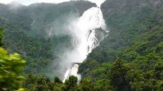 Dudhsagar Waterfalls in full flow  12779 Goa Exp July 18 2017 [upl. by Worthington28]