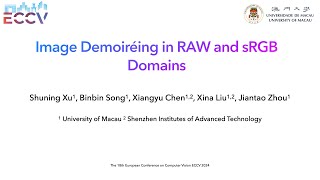 ECCV2024 Image Demoireing in RAW and sRGB domains [upl. by Winzler]