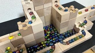 Marble Run ASMR ☆ Wooden Cuboro Symmetrical staircase course [upl. by Simpkins]