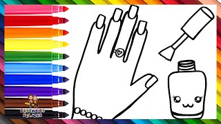 Desenhar e Colorir uma Mão com Esmalte de Unha Arco Íris 💅🌈 Desenhos para Crianças [upl. by Sosthina]