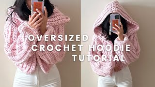 an oversized crochet hoodie sweater tutorial [upl. by Collier]