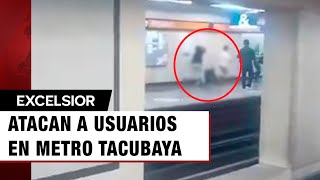 Momento exacto del ataque a usuarios en Metro Tacubaya CDMX [upl. by Aihtenyc]