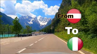 Driving from Austria to Italia starting from Sillian to Cortina  mountain road [upl. by Ellehsyt]