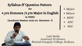 Syllabus and Question Pattern for UG SemesterI in WBSU II English HonoursMajor Minor AEC and SEC [upl. by Cresa303]