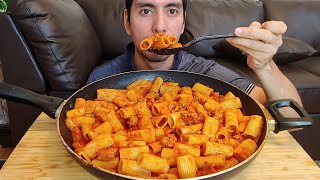 RIGATONI PASTA WITH TOMATO SAUCE AND ITALIAN SAUSAGE CHUNKS MUKBANG EATING SHOW [upl. by Eihtur468]