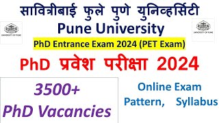 SPPU PET Exam 2024 Pune University PhD Entrance Notification Syllabus Exam Pattern Form Filling [upl. by Anuala]