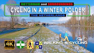 4K SCHIEDAMVLAARDINGEN  CYCLING IN A WINTER POLDER The Netherlands [upl. by Aicel]