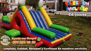 Renta de Brinca Brinca Acuático o de Agua con alberca techada inflable Escaladora GUSY CD Juárez [upl. by Iridis]