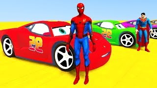 Colors for Children to Learn with McQueen Tow Vehicles 3D Spiderman for Kids amp Superhero Cars [upl. by Nilauqcaj303]