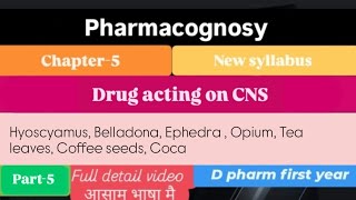 Drug acting on CNS  Unit5 L5  Pharmacognosy  D pharm 1st year thevarshapharma5954 [upl. by Chrystal]