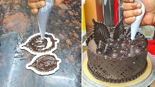 1 Kg Beautifull Chocolate Cake Decoration Idea  Full Black Chocolate Cake Design [upl. by Mcclimans]