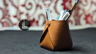 Making a leather Pen Holder Asmr [upl. by Calley]