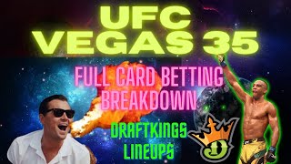 UFC Vegas 35  TUF 29 Finale  Full Card Betting Breakdown  DraftKings Lineups [upl. by Airyt]