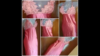 DIY Night gown  lacegownwithnosewingmachine DIYLace nightgown Make nightgown nosewing machine [upl. by Merkley]