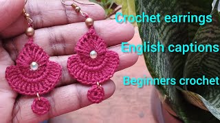 Crochet earrings Easy to make crochet jewelry Thread jewelry Beginners crochet [upl. by Tice]