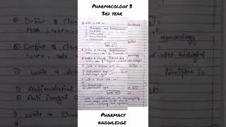 Pharmacology 3 most important questions  most imp ques ke liye subscribe pharmacy knowledge thanku [upl. by Ignatz]