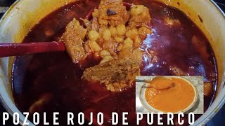 🔴Pozole Rojo de Puerco y Salsa Pozolera 🌶️ [upl. by Earlene]