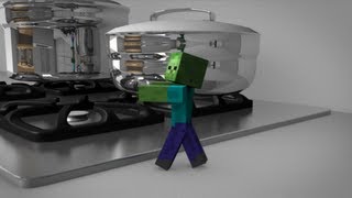 Minecraft  Zombie explores real life kitchen [upl. by Aicirtan858]