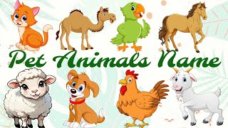 Domestic Animals name in English  pet animals name for kids petanimalsname [upl. by Walli]