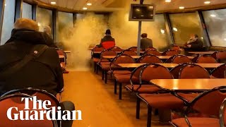 Huge wave shatters ferry window as Storm Ylenia batters Germany [upl. by Parsaye242]