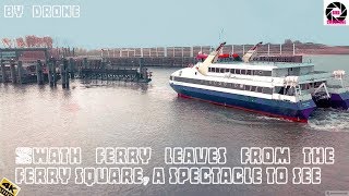 Breskens veerhaven Fast Ferry  Swath ferry leaves from the ferry square a spectacle to see [upl. by Elleinnad]