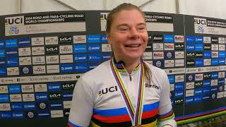 Lotte Kopecky Road World Champion 2024 quotI tried to stay calm and maybe that made me win todayquot [upl. by Arte90]