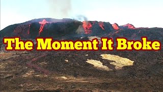 The Moment Lava Broke The Wall Of Iceland Fagradalsfjall Geldingadalir Volcano [upl. by Ayn]