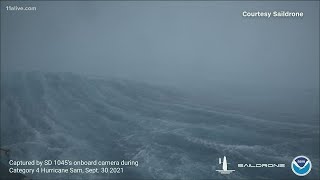 Sailing drone captures unbelievable video of ocean from inside a hurricane [upl. by Nij725]