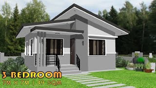 49 SQM  3 BEDROOM  SMALL HOUSE DESIGN IDEA  PORMA HOUSE [upl. by Leno]