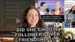 FOLLOWERS OVER FRIENDSHIP lets yap about Lilah Gibney vlogging Alex amp Kouvrs wedding [upl. by Eusassilem]