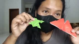 ORIGAMI FROG  HOW TO MAKE A FROG WITH PAPER [upl. by Uri]