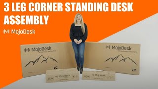 3 Leg Corner LShaped Standing Desk Assembly Guide  MojoDesk Setup Instructions  Model M3L [upl. by Gnal367]