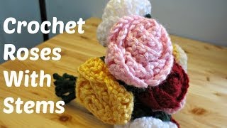 Crochet Roses With Stems [upl. by Pestana]