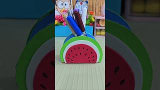 Watermelon Pen Holder Craft idea For kids  kids Craft video viralshort shortsfeed youtubeshorts [upl. by Abbe]