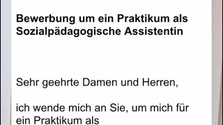 Как написать Bewerbung um ein Praktikum als Sozialpädagogische Assistentin в Германии [upl. by Carter781]