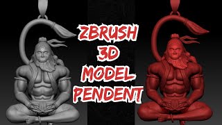 Indian god Hanuman pendent 10mm  Jewellery design  Zbrush tutorial [upl. by Anauqed]