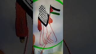 Beautiful Palestinian FlagKeffiyeh Hand Embroidery Hoopshorts explore trending india [upl. by Notnil452]