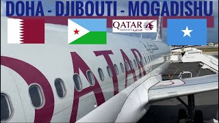 TRIPREPORT  Qatar Airways ECONOMY  Airbus A320  Doha  Djibouti  Mogadishu [upl. by Annol528]