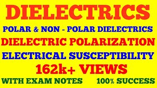 DIELECTRICS  NON POLAR amp POLAR DIELECTRICS  DIELECTRIC POLARIZATION  SUSCEPTIBILITY  WITH NOTES [upl. by Noreik]