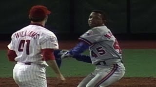 Pedro Martinez gets plunked and charges the mound [upl. by Hgiel]