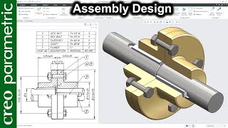 Flange Coupling in Creo Parametric All parts included [upl. by Nnalyrehs822]