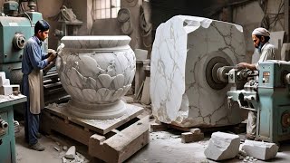 Crafting Masterpieces Transforming Marble into Exquisite Vases with Precision [upl. by Goddard]